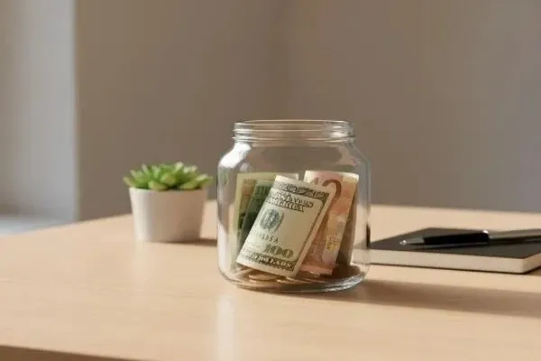 Emergency fund jar representing important financial discipline habits.