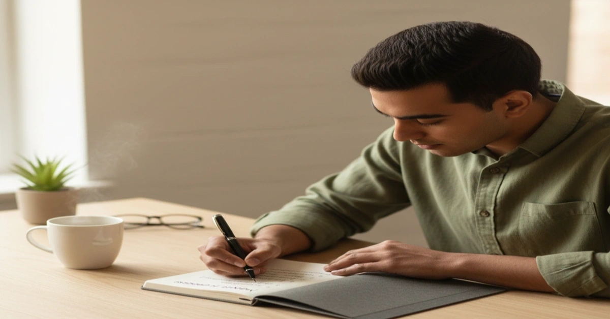 Young Indian professional creating money habits to improve productivity and financial freedom in 2025