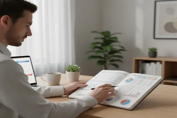 Indian professional reviewing monthly expenses to maintain financial discipline.