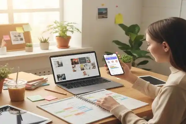 Social media manager planning content to earn 50,000 per month in India.