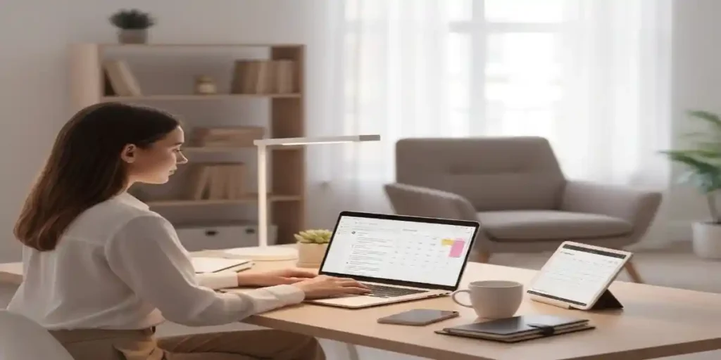 Virtual assistant working from home earning 50,000 per month using online skills.