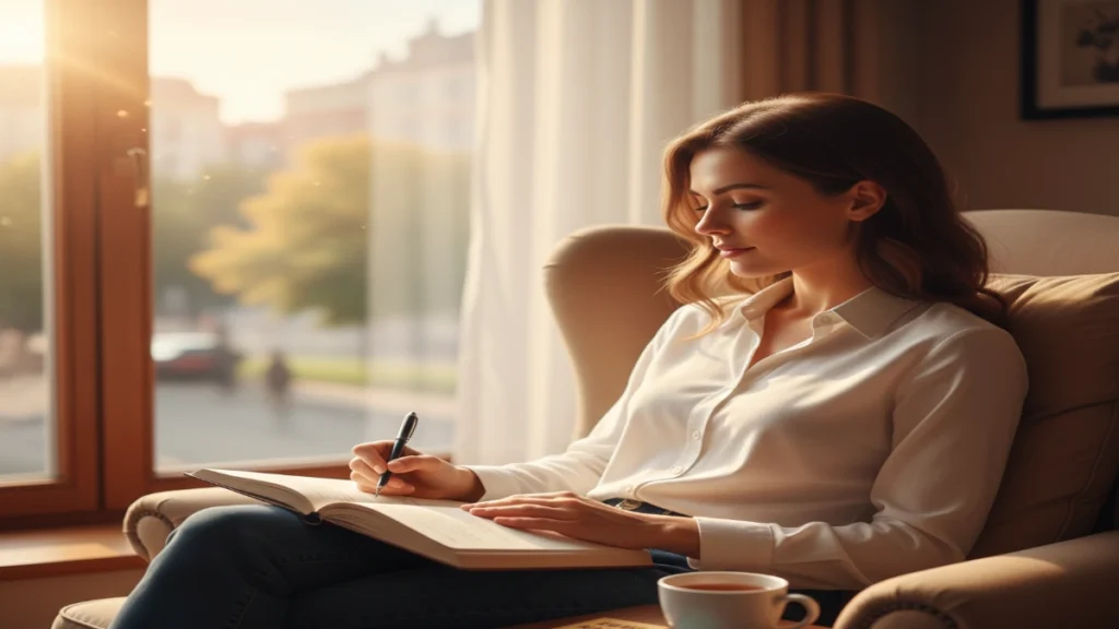 Young professional writing personal growth goals to build a growth mindset