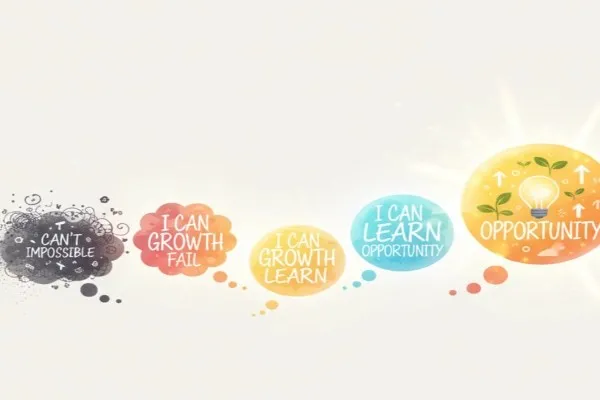 Negative thoughts transforming into empowering beliefs