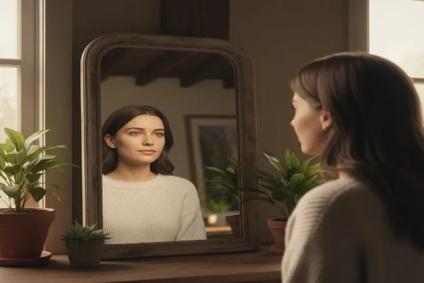 Person practicing self-awareness to build a growth mindset