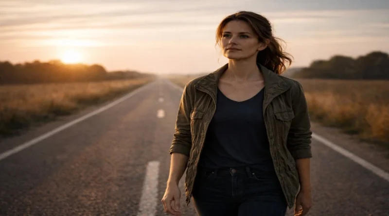 लंबे रास्ते पर चलते व्यक्ति के माध्यम से निरंतरता का प्रतीक