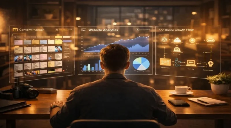 person planning What is Digital Marketing strategy with analytics and online growth visuals