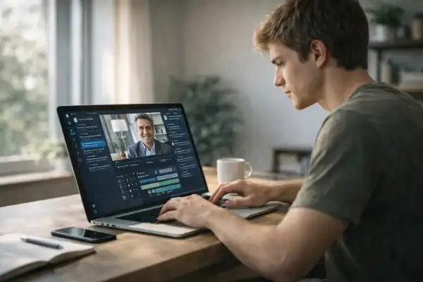 freelancer using AI tools working from home