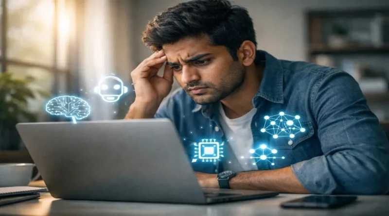2026 में AI skills सीखने की जरूरत को दिखाता हुआ एक professional