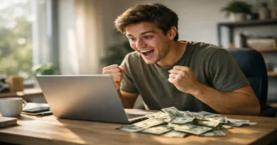 beginner earning money online with AI tools on laptop