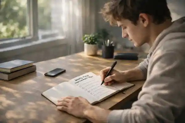 7 day focus improvement challenge planning notebook productivity habit building