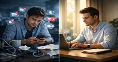 how to stay focused in the age of AI and mobile distractions productivity comparison concept
