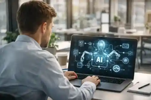 office worker analyzing jobs at risk from AI automation