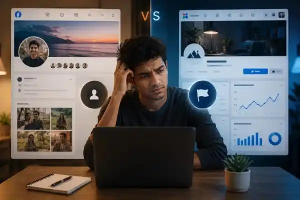 Facebook profile और Facebook page का अंतर समझता हुआ beginner
