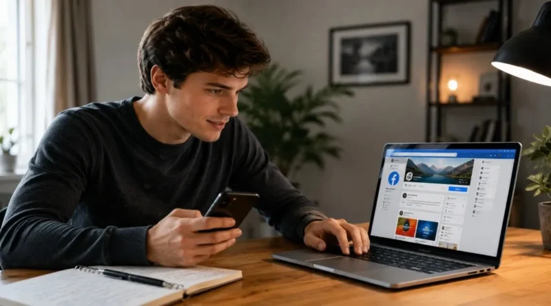 Facebook Page setup करता हुआ beginner creator